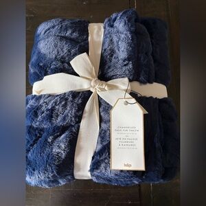 Indigo Deep Blue Faux Fur Throw